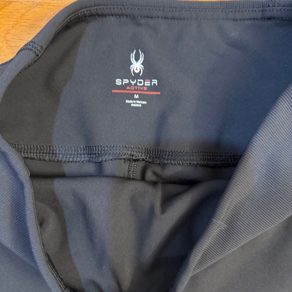 Spyder Active Ribbed High Waisted Leggings in Black - Size Medium Pockets - Picture 3 of 6
